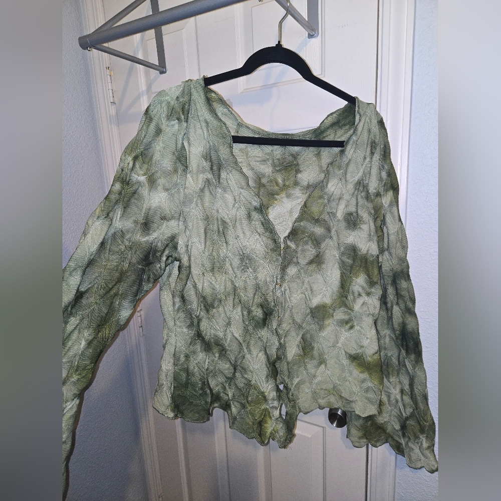 Green Textured Women's Top